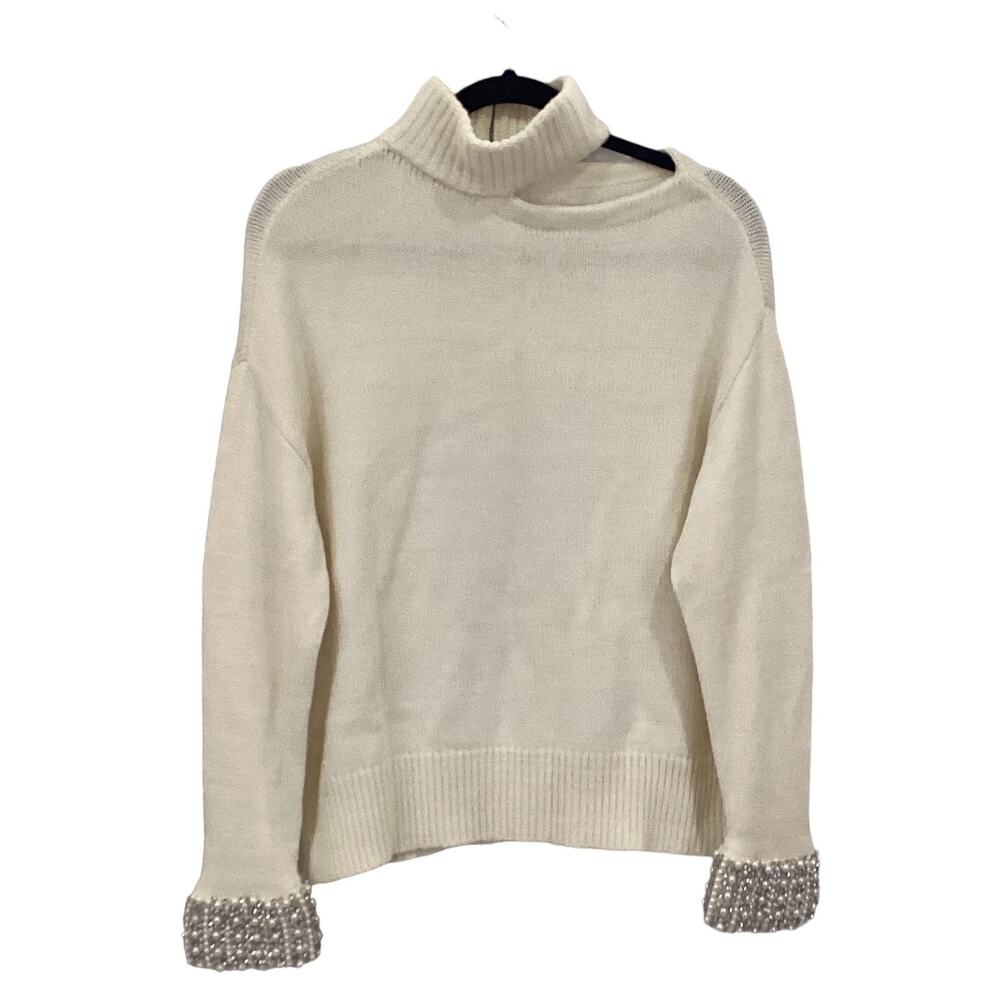 Alice‎ + Olivia Gemini Turtleneck Sweater Wool Blend Knit Soft White Size Small - Picture 4 of 14